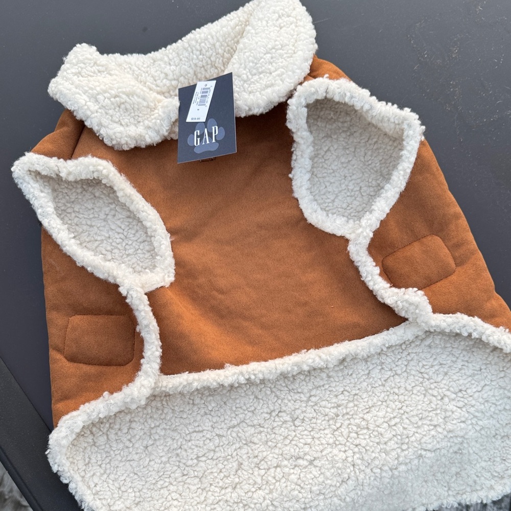 GAP Tan and Cream Sherpa Dog Jacket